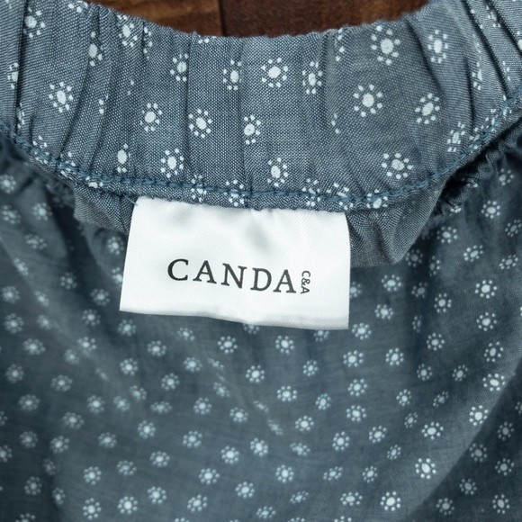 Canda C&A Off The Shoulder Blouse Top Blue Printed Size  XL/ 44 - Picture 5 of 10